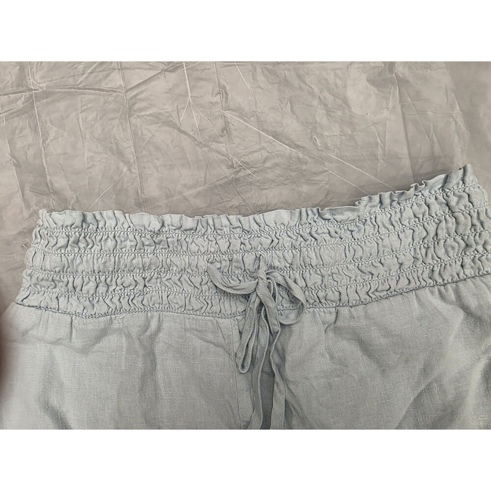 Anthropologie Cloth & Stone 100% Linen Shorts Women's Size L Light Blue Pockets - Picture 2 of 5
